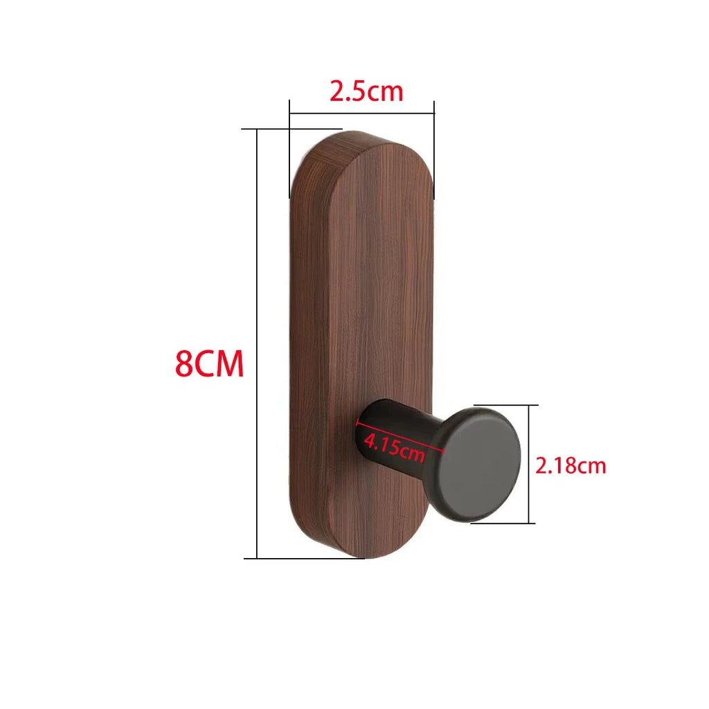 Self-Adhesive Walnut Wood Wall Hooks Minimalist Coat & Towel Hanger