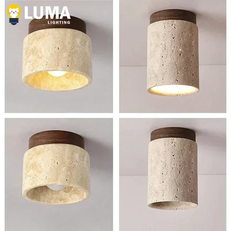 Luma Wabi Sabi Yellow Travertine Hotel Lobby Corridor Ceiling Light Creative Cream Style Restaurant Room Balcony Deco Lamp