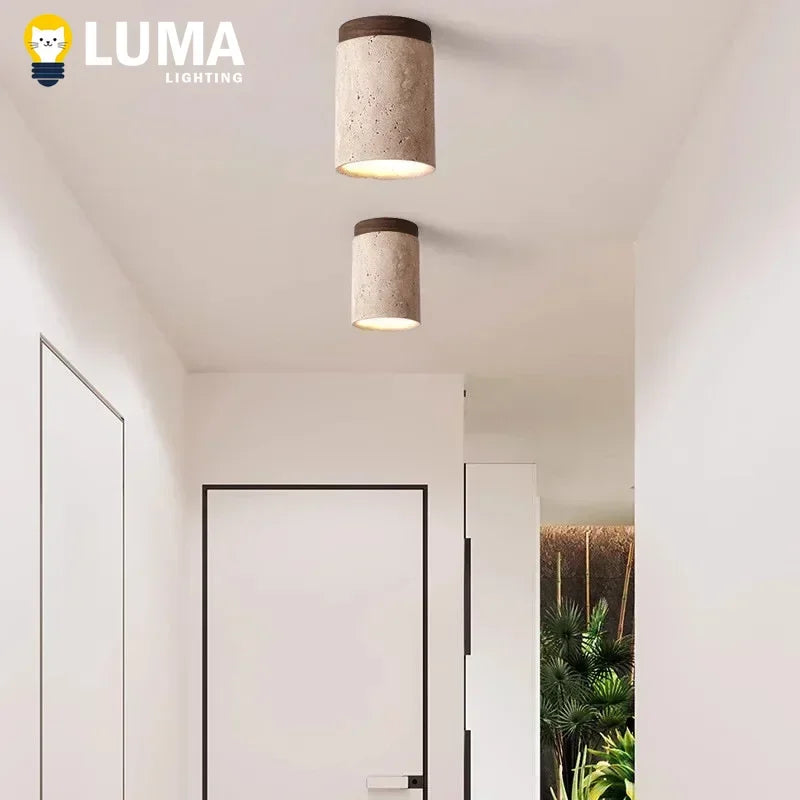 Luma Wabi Sabi Yellow Travertine Hotel Lobby Corridor Ceiling Light Creative Cream Style Restaurant Room Balcony Deco Lamp