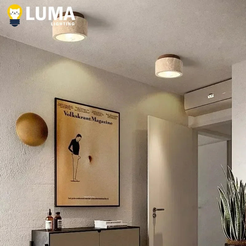 Luma Wabi Sabi Yellow Travertine Hotel Lobby Corridor Ceiling Light Creative Cream Style Restaurant Room Balcony Deco Lamp