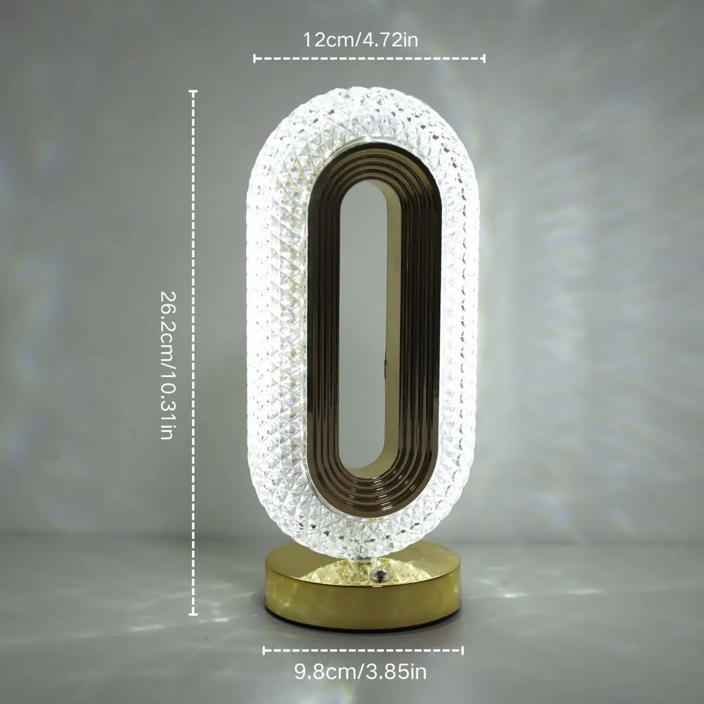 Bedroom Bedside Table Lamp, Rechargeable Touch Light, Crystal Modern Oval Lamp Bedside Table Lamp, Dormitory Living Room Office