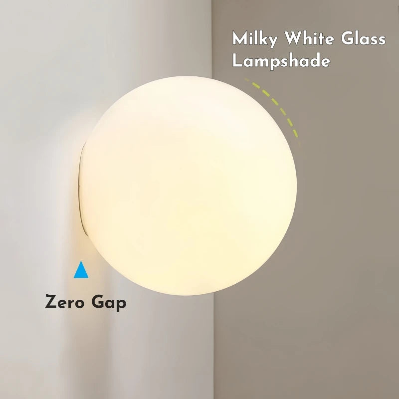 Matte White Glass Ball LED Wall Lamp Concealed Base Milky Globe G9 Sconce Stair Aisle Bathroom Bedroom Bedside Decor Wall Lights