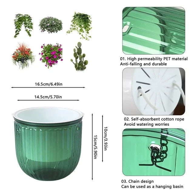 yes2Pcs Flowerpot Self Absorbing Water Hanging Planter Thickened Premium Planter Hydroponic Soil Cultivation Lazy Flower Pot Gar