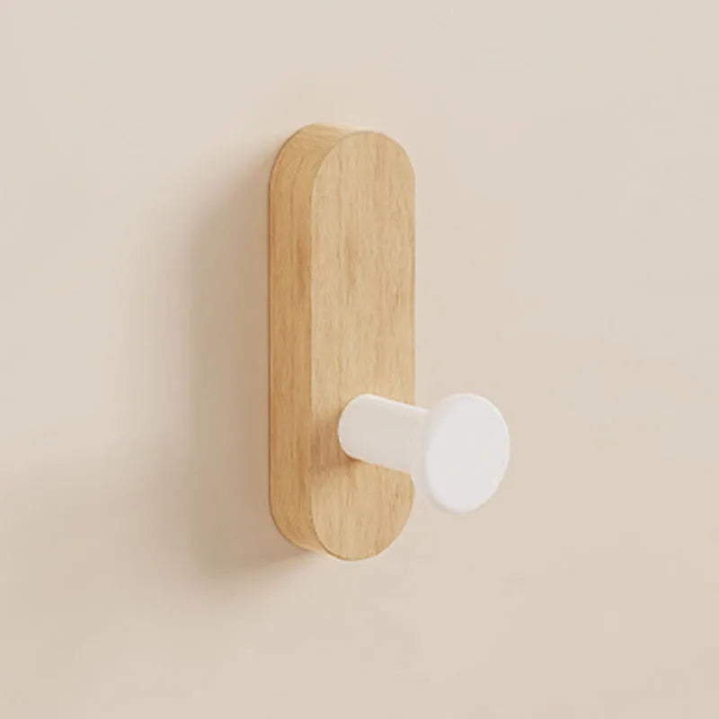 Self Adhesive Mounted Walnut Wood Wall Hooks for Hanging Coat Towel Clothes Blanket Hat Backpack Robe Entryway Key Holder
