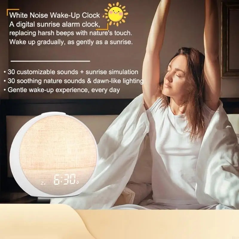 Modern Sunrises Alarm Clock With Brightness Adjustment And 30 Soothings Sound Gentle Wake Up Light Dimmable Clock B03E