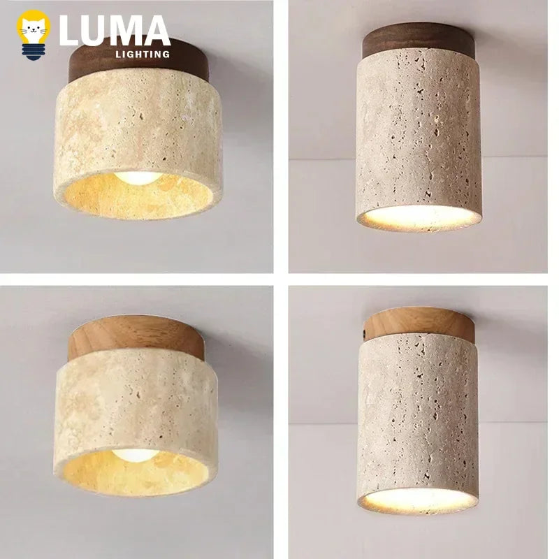 Luma Wabi Sabi Yellow Travertine Hotel Lobby Corridor Ceiling Light Creative Cream Style Restaurant Room Balcony Deco Lamp