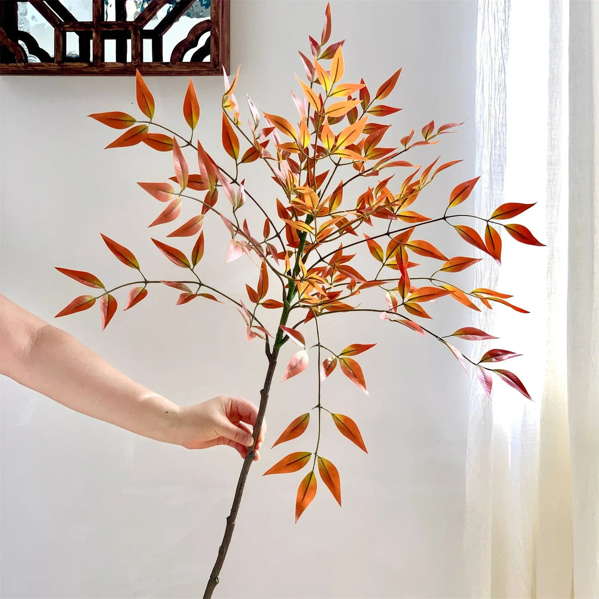 75-110cm Tall Artificial Nandina Plants Fake Tropical Palm Branches Plastic Green Bamboo Leaves For Home Garden Office Decor