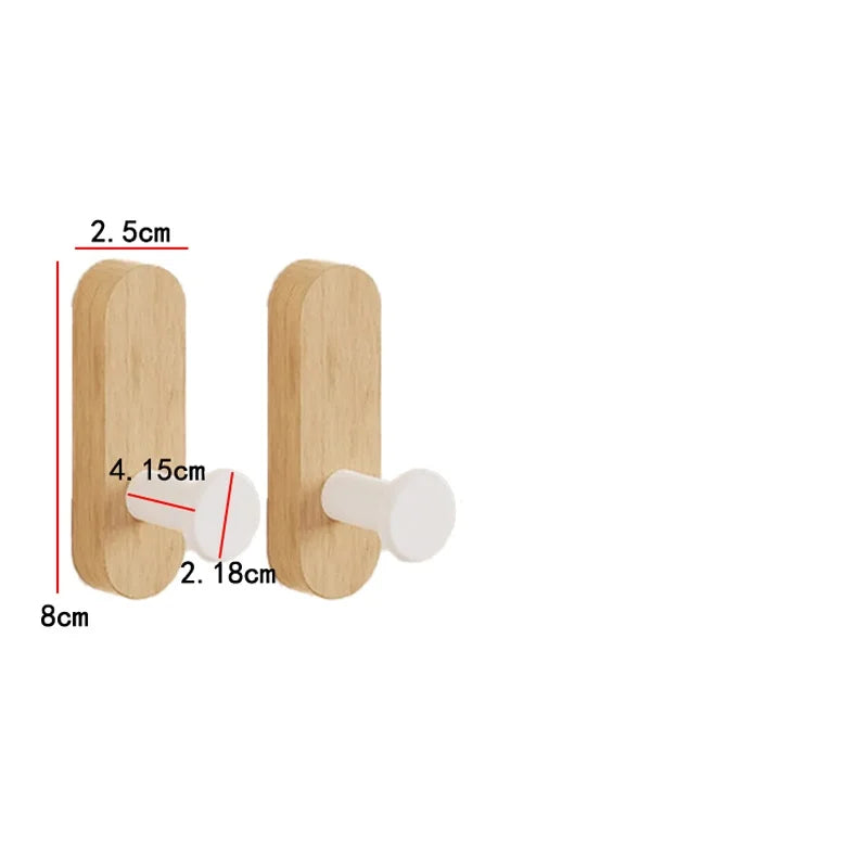 Self Adhesive Mounted Walnut Wood Wall Hooks for Hanging Coat Towel Clothes Blanket Hat Backpack Robe Entryway Key Holder