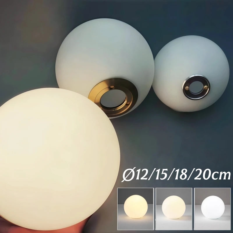 Matte White Glass Ball LED Wall Lamp Concealed Base Milky Globe G9 Sconce Stair Aisle Bathroom Bedroom Bedside Decor Wall Lights