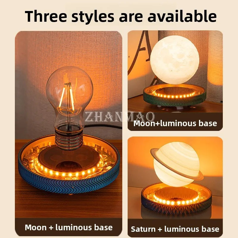 Magnetic Levitation Moon Lamp, Small Night Light Desk Lamp Birthday Gift Bedroom Decor, Creative Ornament for Lovers and Friends