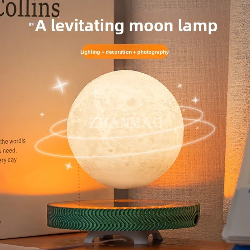 Magnetic Levitation Moon Lamp, Small Night Light Desk Lamp Birthday Gift Bedroom Decor, Creative Ornament for Lovers and Friends