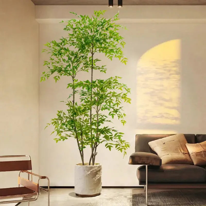 75-110cm Tall Artificial Nandina Plants Fake Tropical Palm Branches Plastic Green Bamboo Leaves For Home Garden Office Decor