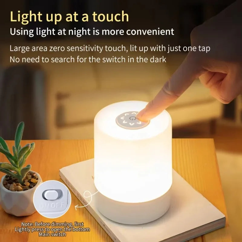 Led Night Lights Touch Bedside Lamp 3-Color Dimmable USB Rechargeable Portable Table Lamps for Bedroom Living Room Office Desk