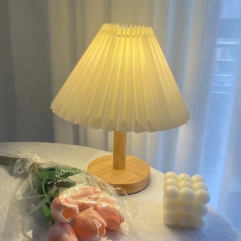 Pleated Table Lamp LED Small USB Charging Night Lamp Bedroom Desk Decoration Umbrella Bed Head Creative Lighting TL-SZ