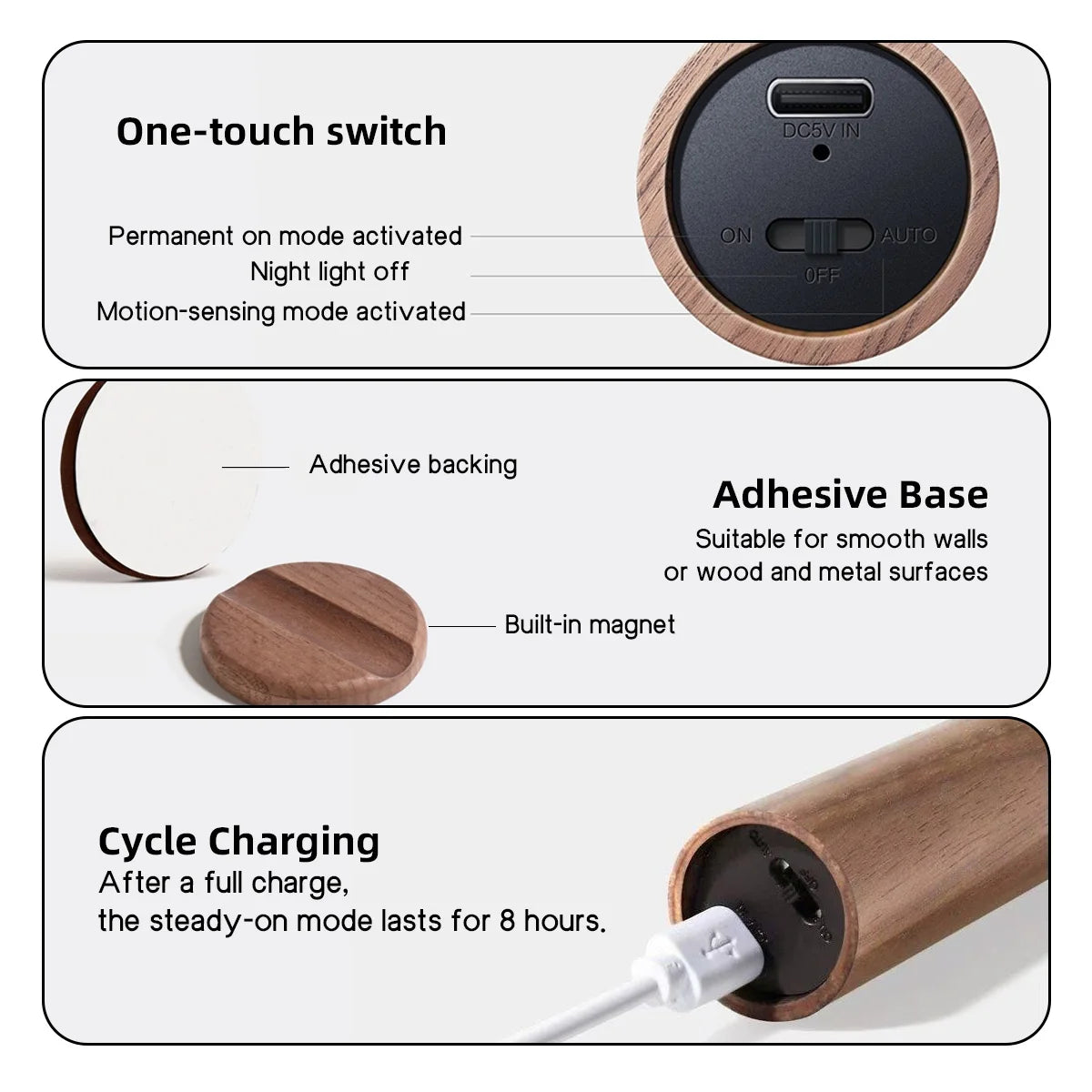 Smart Sensor Rechargeable LED Night Light